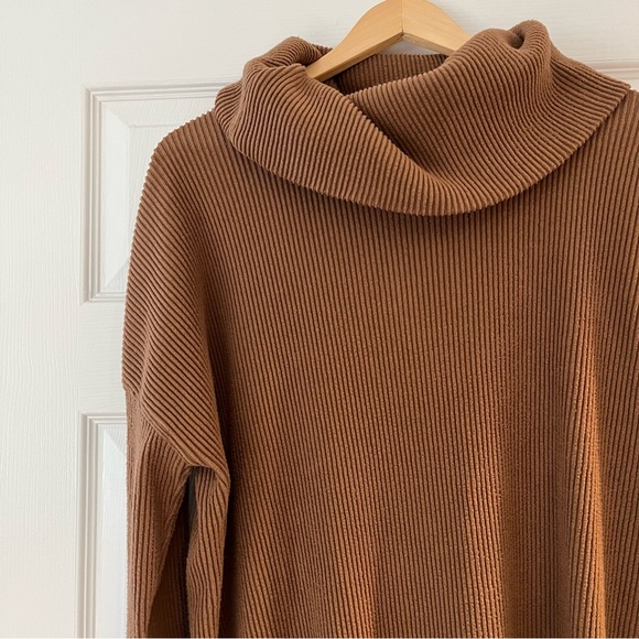 Gap long sleeve ribbed cowl neck dress brazen brown soft women’s small - Picture 2 of 6